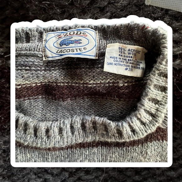 Vtg • Izod Lacoste • Crewneck Sweater Wool Blend • Men's Size Lg - Picture 4 of 6